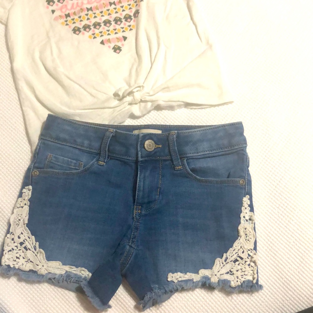 So kids Denim Shorts With Lace and Fringe Size 7